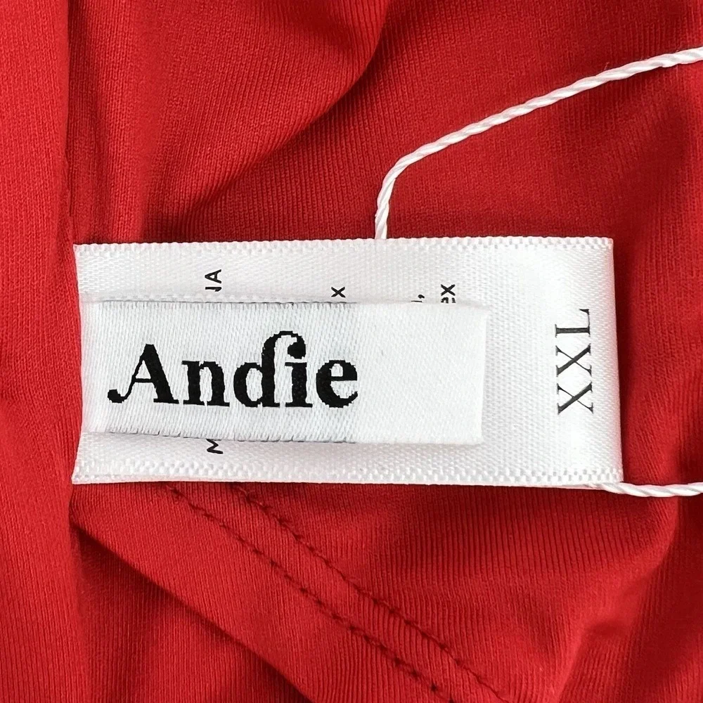 Andie Swim Womens Bandeau Bikini Top Size XXL Cherry Red Removable Straps Beach